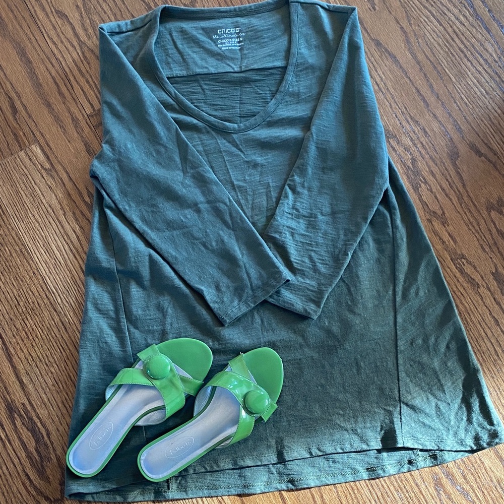 Talbots Green Patent Slide Sandals